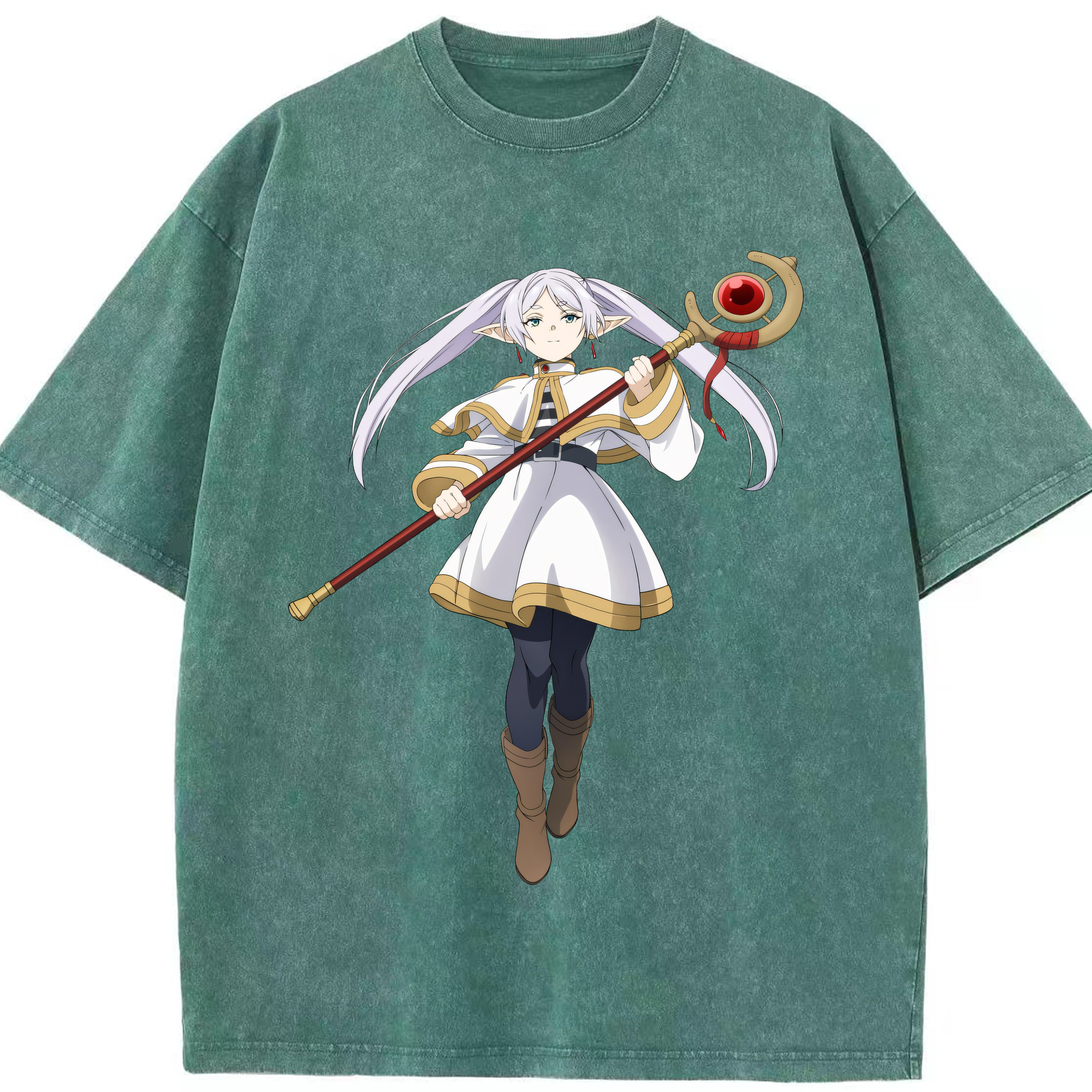 （画像用） 葬送のフリーレン Frieren 綿100% ヴィンテージ風 半袖Tシャツ（フロントプリント）